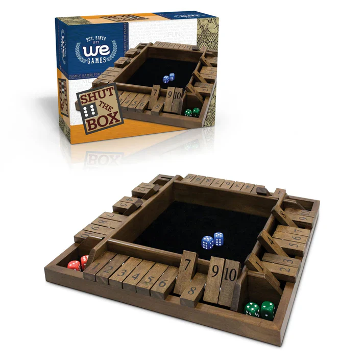 4 PLAYER TRAVEL SHUT THE BOX 14" - WALNUT STAINED - Image 2