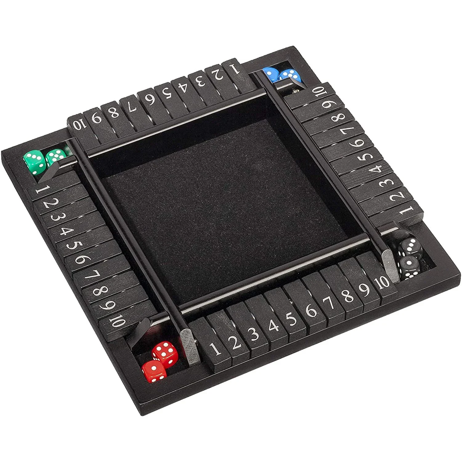 4 PLAYER TRAVEL SHUT THE BOX 8" - BLACK STAINED