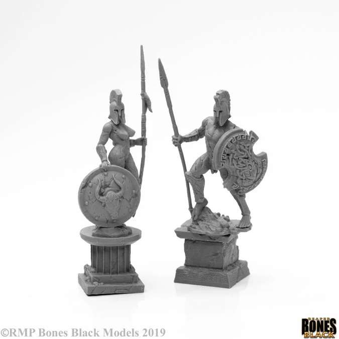 AMAZON & SPARTAN LIVING STATUES (STONE)