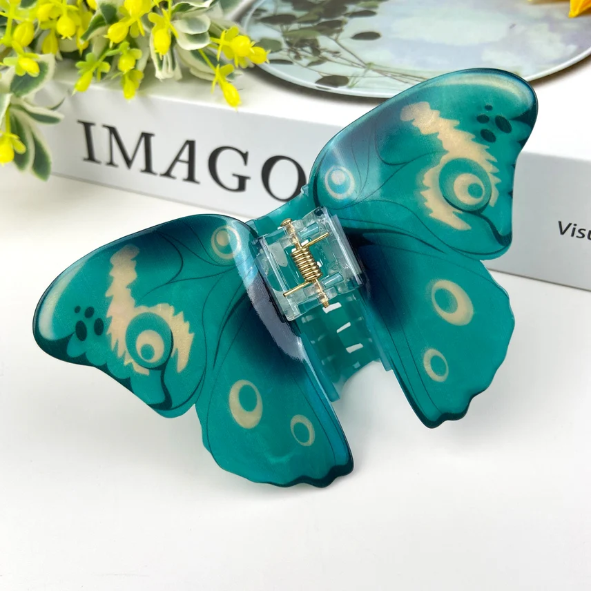 BLUE SWALLOWTAIL BUTTERFLY HAIR CLAW CLIP