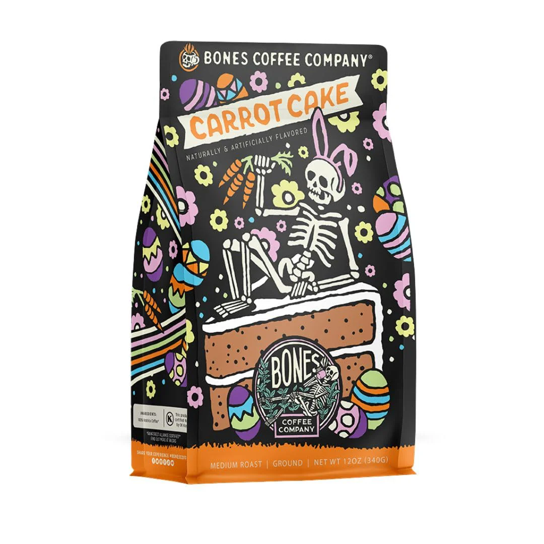 BONES COFFEE CARROT CAKE 12OZ GROUND COFFEE