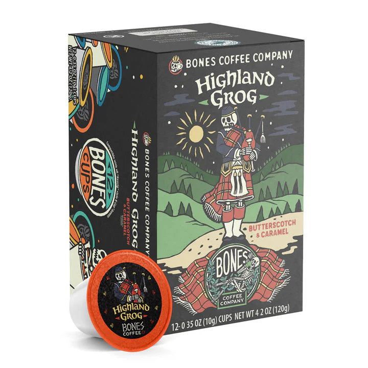 BONES COFFEE HIGHLAND GROG 12CT CUPS