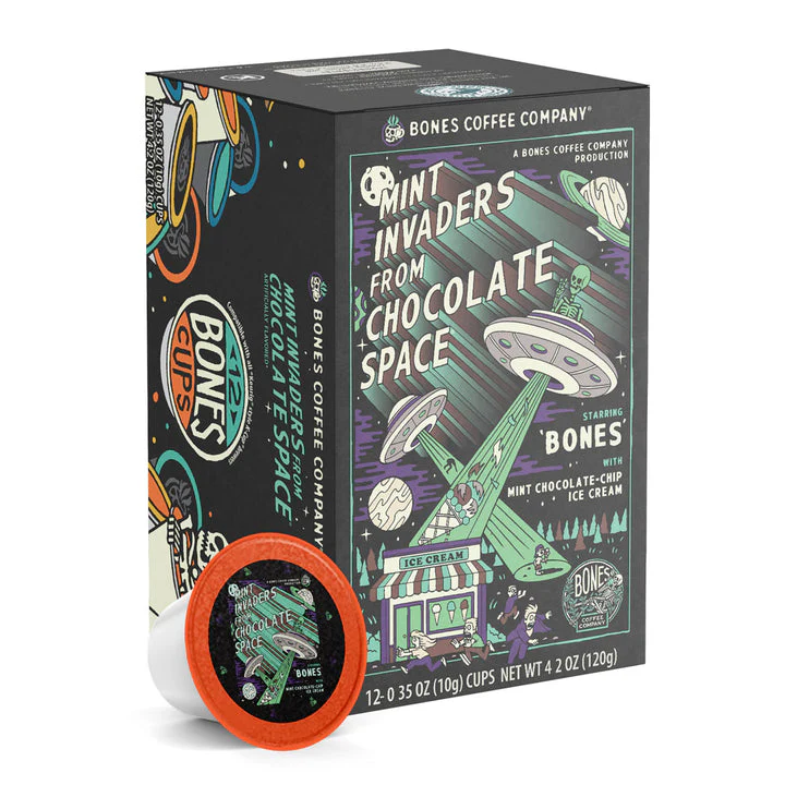 BONES COFFEE MINT INVADERS 12CT CUPS