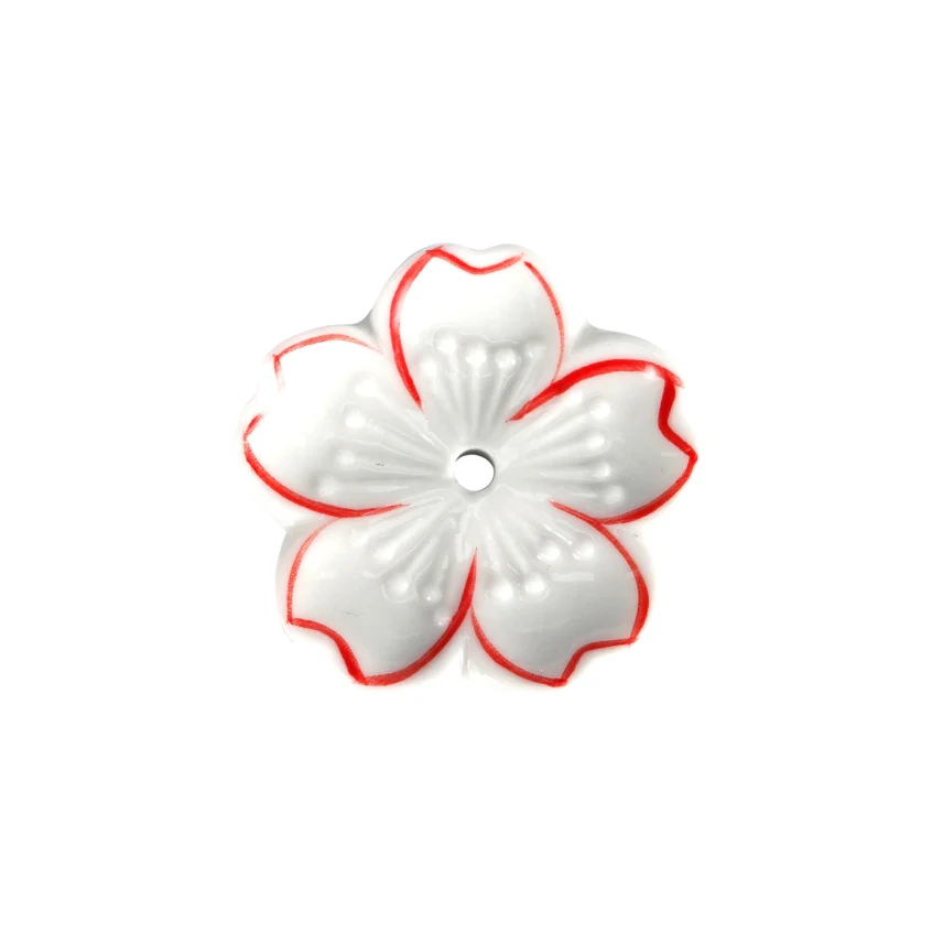 CHERRY BLOSSOM INCENSE HOLDER WHITE WITH RED OUTLINE - Image 2