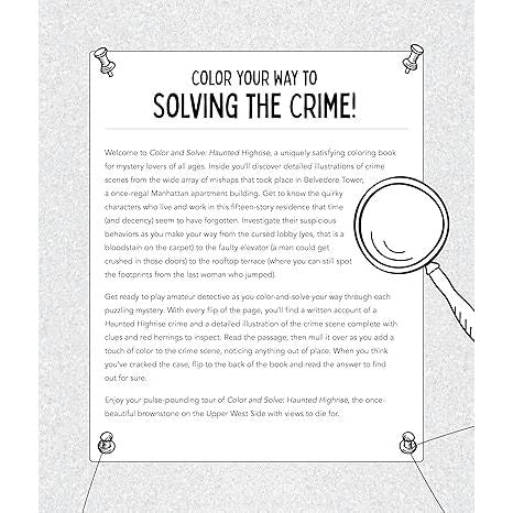 COLOR AND SOLVE: HAUNTED HIGHRISE: COLOR THE CRIME SCENE, ANALYZE THE CLUES, AND SOLVE THE MURDER MYSTERY! - Image 2