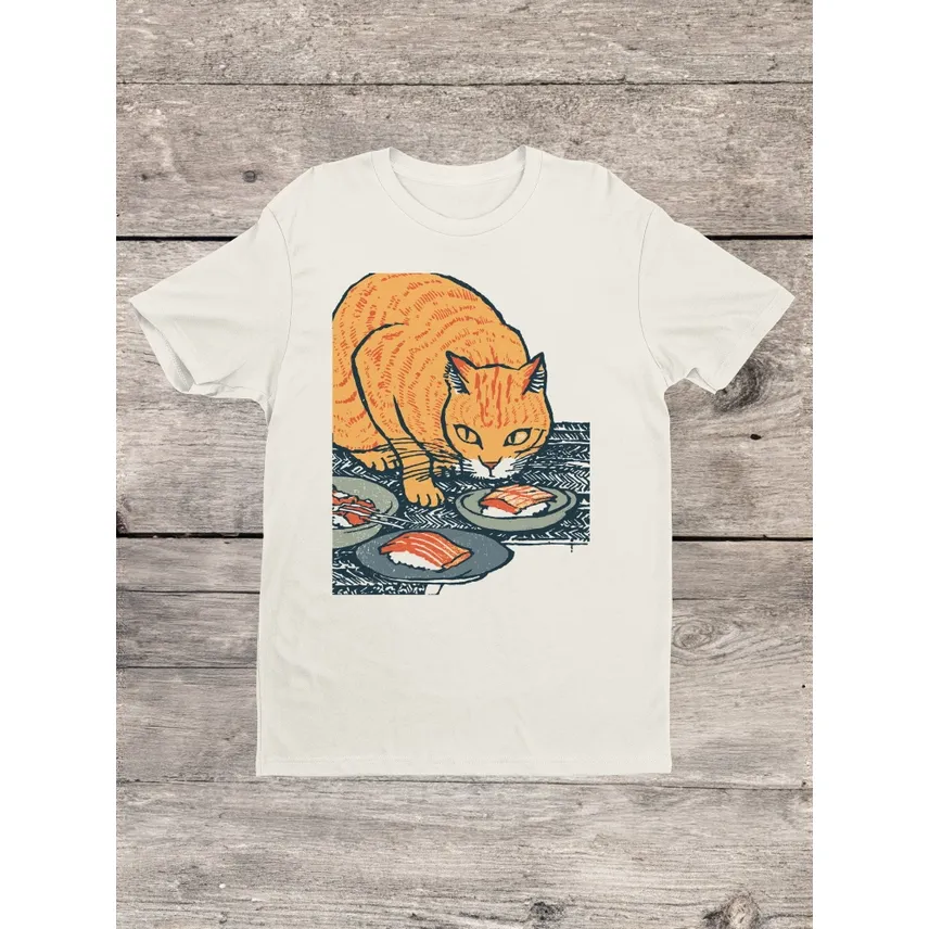 CURIOUS SUSHI CAT T-SHIRT