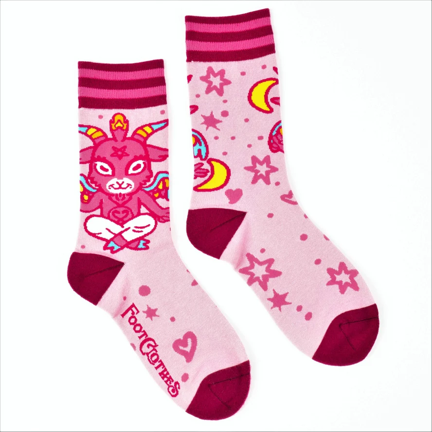 CUTE BAPHOMET CREW SOCKS BY FOOTCLOTHES - Image 2