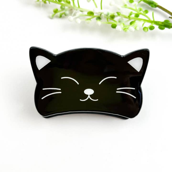 CUTE BLACK CAT HAIR CLAW CLIP