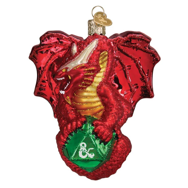 D&D RED DRAGON ON D20 GLASS HOLIDAY ORNAMENT - Image 2
