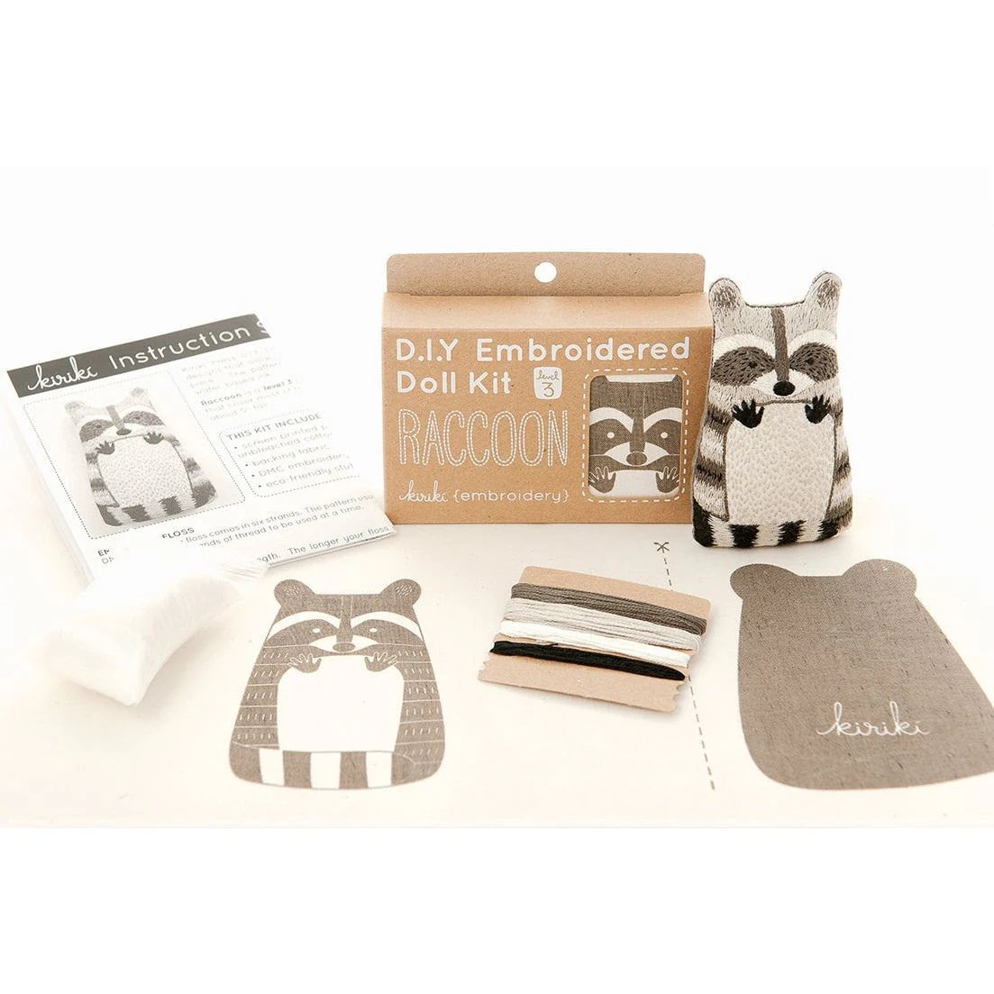 D.I.Y. RACCOON EMBROIDERED DOLL KIT - Image 2