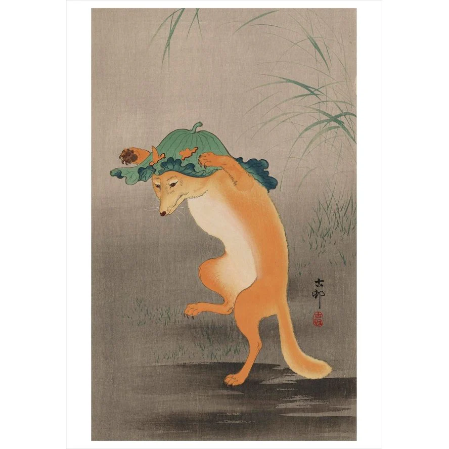 DANCING FOX BLANK CARD AND ENVELOPE