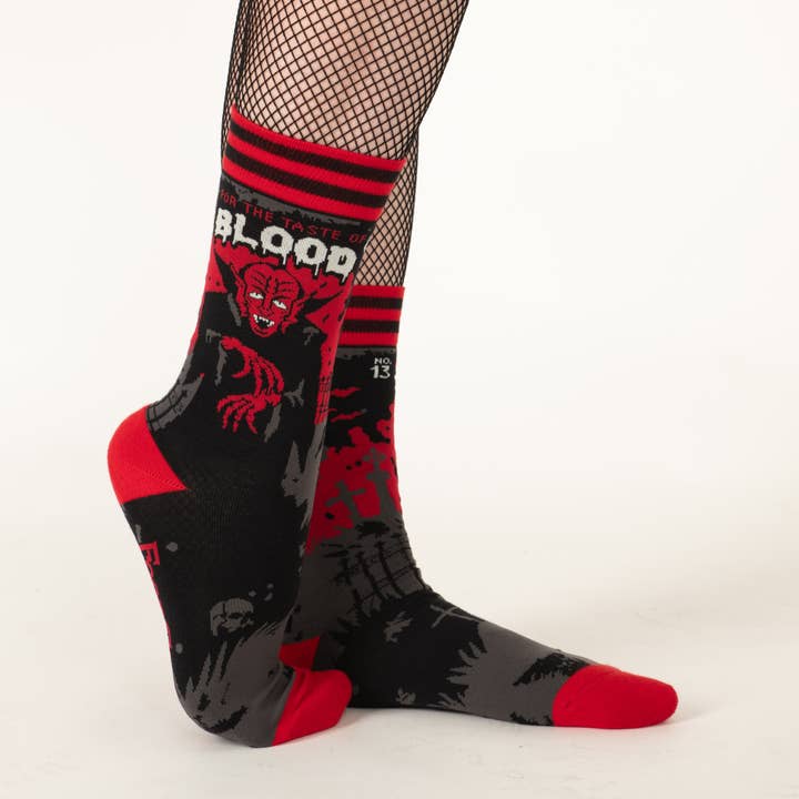 DRACULA'S BLOODLUST CREW SOCKS BY FOOTCLOTHES - Image 4