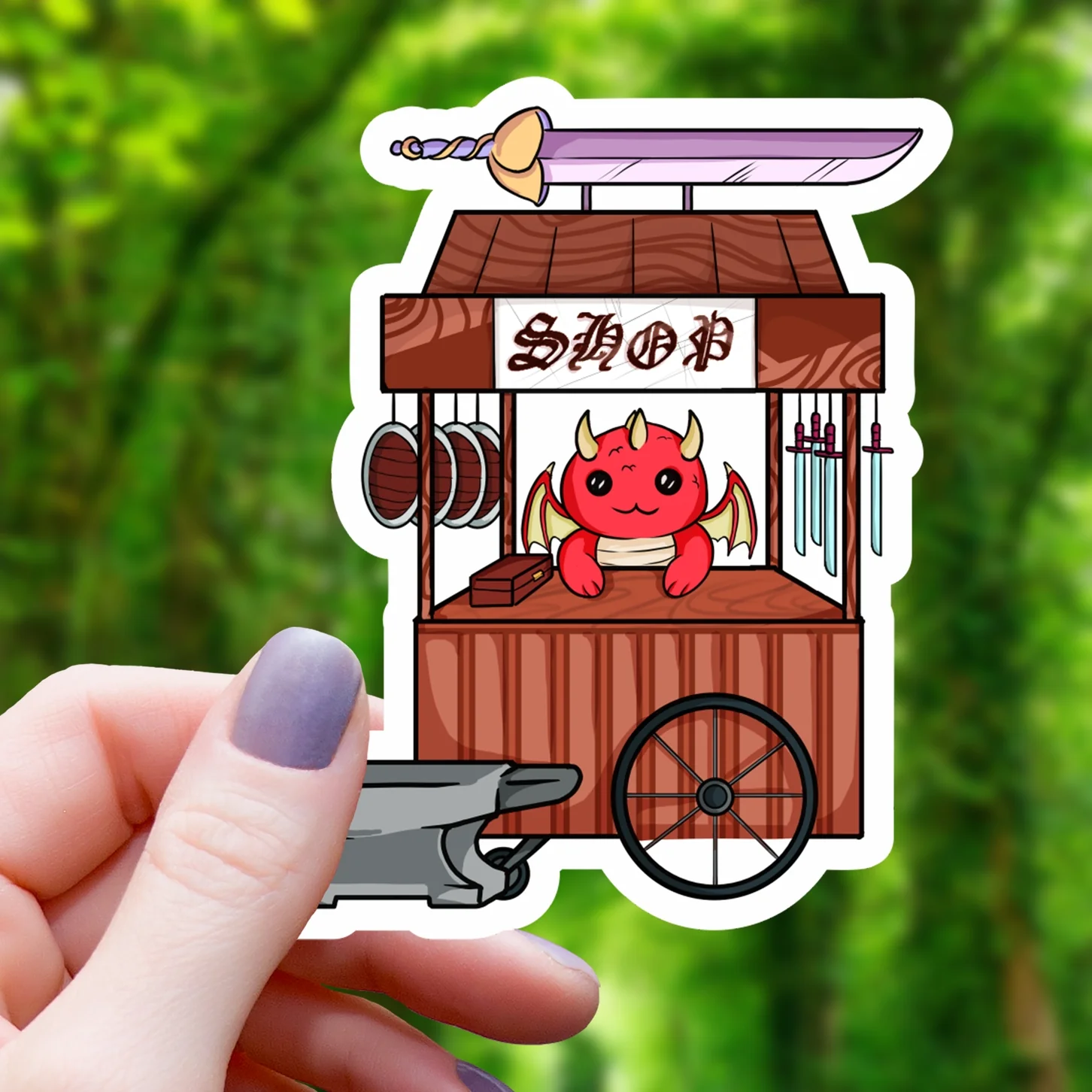 DRAGON SELLING WEAPONS STICKER