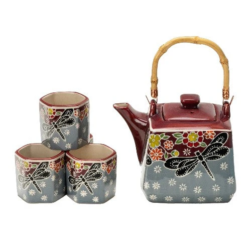 DRAGONFLY TEA SET (TEAPOT AND FOUR TEACUPS) - Image 3