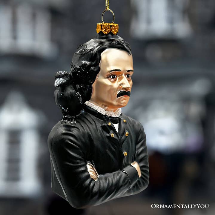 EDGAR ALLAN POE GLASS HOLIDAY ORNAMENT - Image 3