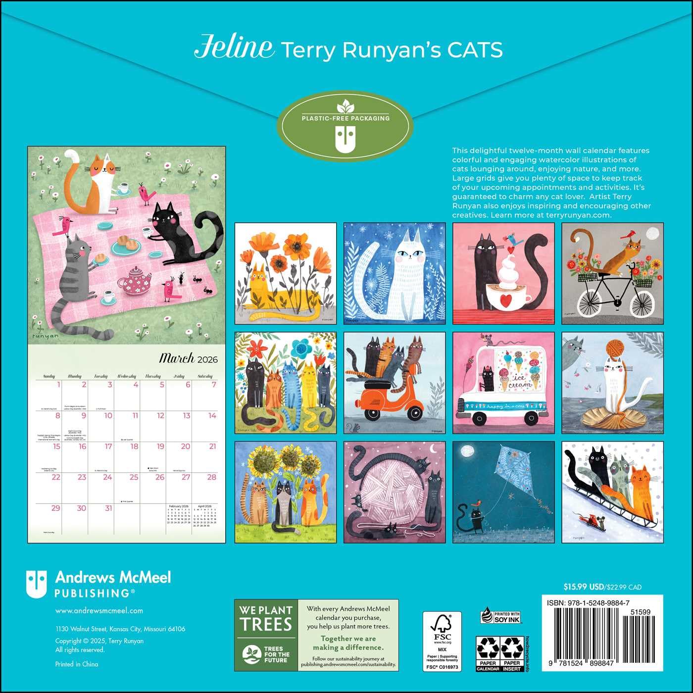 FELINE: TERRY RUNYAN'S CATS 2026 WALL CALENDAR - Image 2