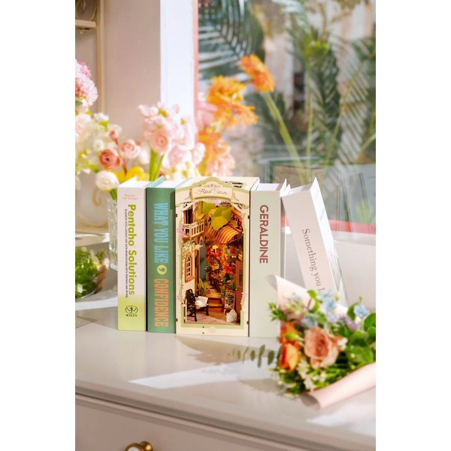 FLORAL CORNER 3-D WOODEN MINIATURE BOOK NOOK KIT - Image 2