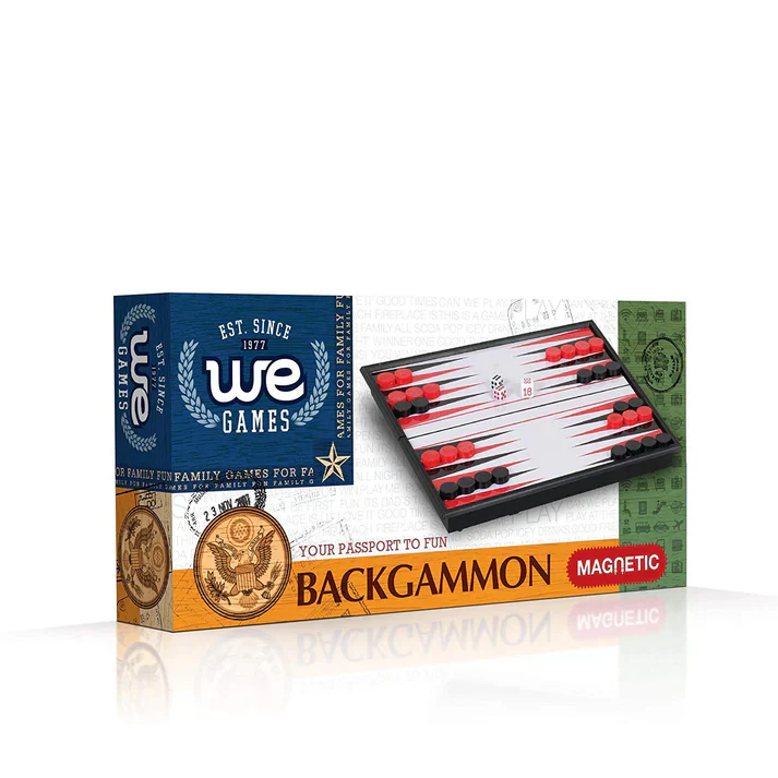 FOLDING MAGNETIC TRAVEL BACKGAMMON 8"