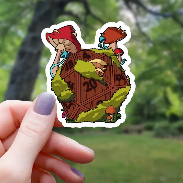FOREST MUSHROOM D20 POLYHEDRAL DICE STICKER