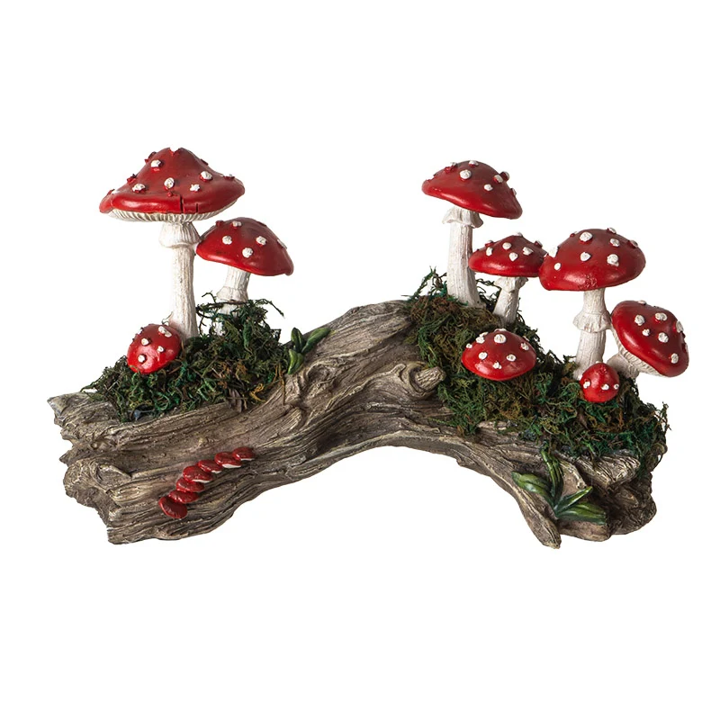 FOREST MUSHROOM LOG STATUE - Image 2