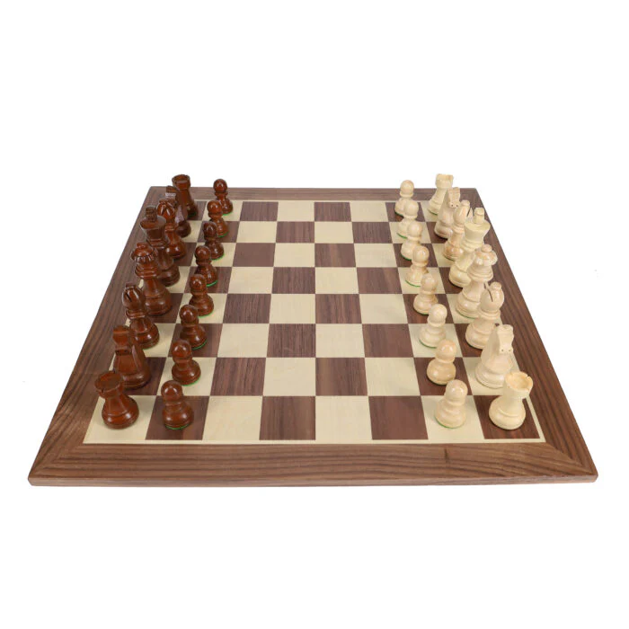 FRENCH STAUNTON CHESS SEET W/ WEIGHTED PIECES AND 14.75" WALNUT BOARD - Image 3