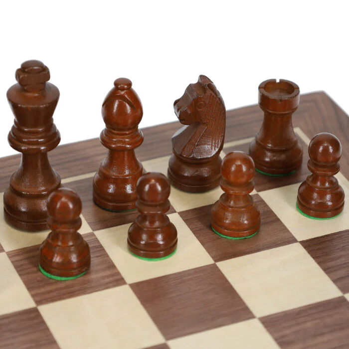 FRENCH STAUNTON CHESS SEET W/ WEIGHTED PIECES AND 14.75" WALNUT BOARD - Image 4