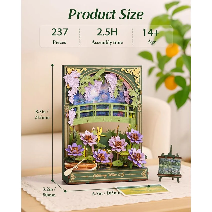 GLITTERING WATER LILY 3D WOODEN PUZZLE KIT - Image 2