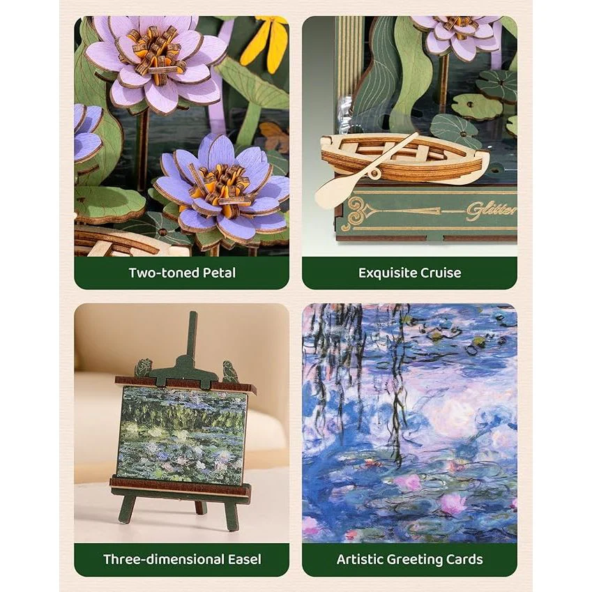 GLITTERING WATER LILY 3D WOODEN PUZZLE KIT - Image 3