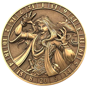 GOLIATH DICE COIN - D20 FEMALE SORCERER