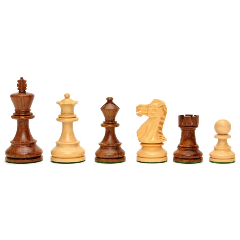 GRAND ENGLISH STYLE CHESS SET - WEIGHTED PIECES W/ 19" WALNUT ROOT WOOD BOARD - Image 3