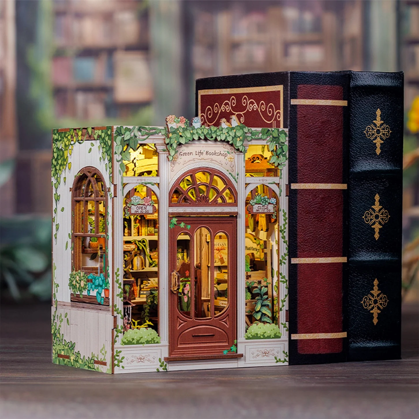 GREEN LIFE BOOKSHOP 3-D WOODEN MINIATURE BOOK NOOK KIT - Image 2