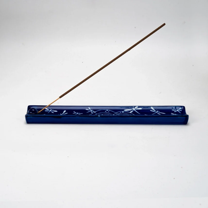 HAND PAINTED CERAMIC DRAGONFLY INCENSE HOLDER - Image 2