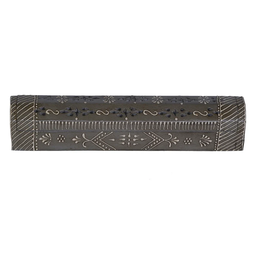 HAND PAINTED WOODEN INCENSE BOX IN GREY