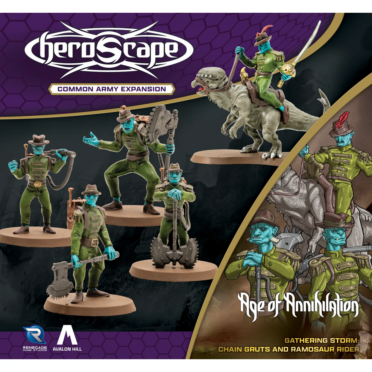 HEROSCAPE GATHERING STORM PREMIUM PAINTED EDITION CHAIN GRUTS & RAMOSAUR RIDER