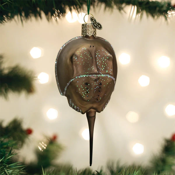 HORSEHSOE CRAB GLASS HOLIDAY ORNAMENT