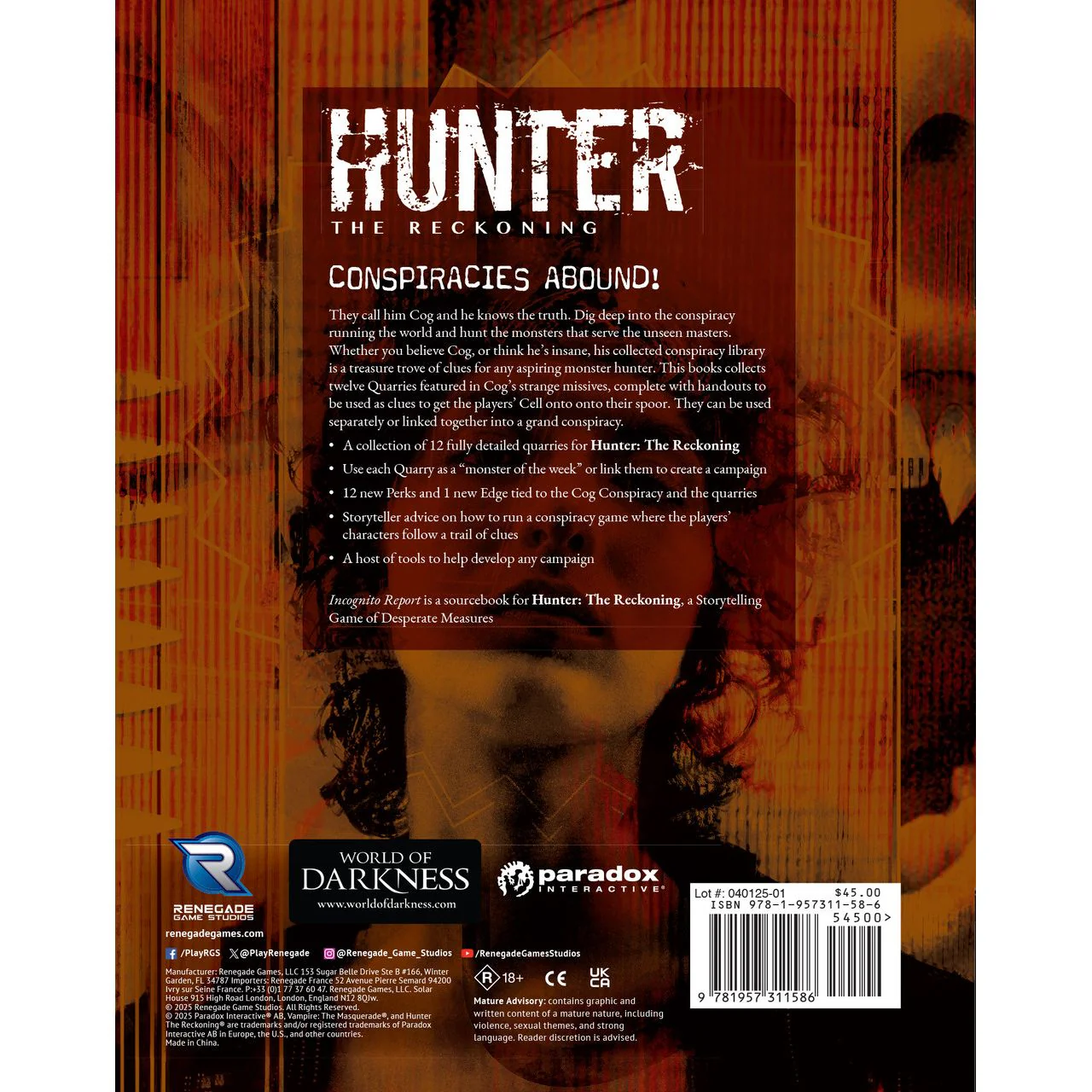 HUNTER THE RECKONING RPG INCOGNITO REPORT SOURCEBOOK - Image 3