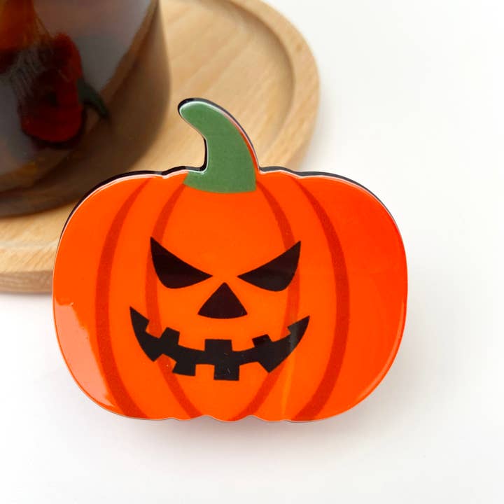 JACK-O-LANTERN PUMPKIN HAIR CLAW CLIP