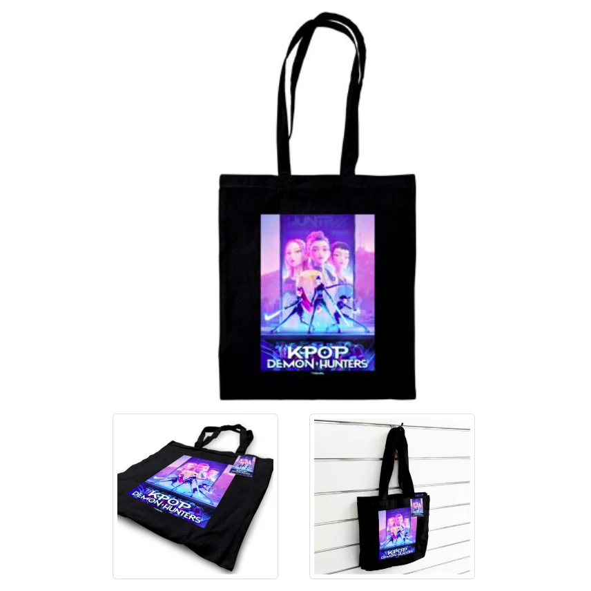 K-POP DEMON HUNTERS CLOTH TOTE BAG BLACK
