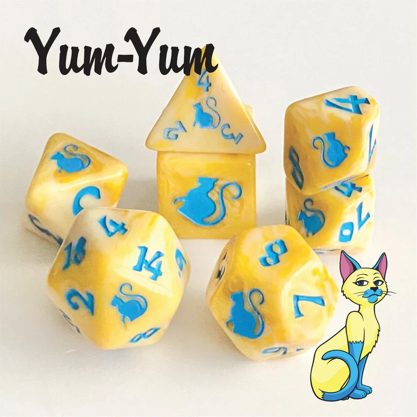 KITTY CLACKS 7 PC DICE SET: YUM-YUM