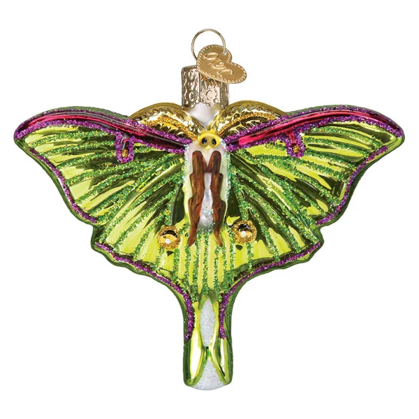 LUNA MOTH GLASS HOLIDAY ORNAMENT - Image 2