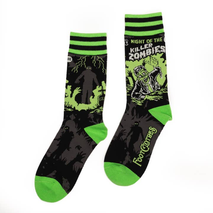 NIGHT OF THE KILLER ZOMBIES CREW SOCKS BY FOOTCLOTHES - Image 2