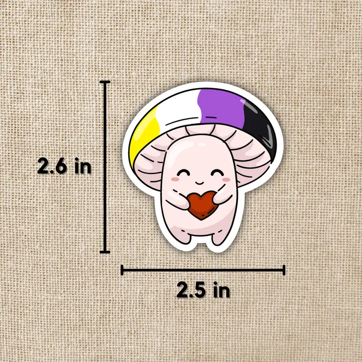 NONBINARY PRIDE MUSHROOM STICKER - Image 2