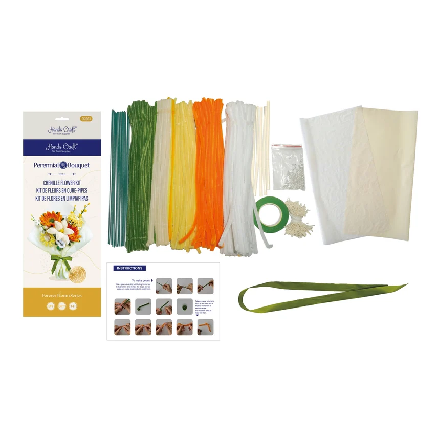 ORANGE MIX CHENILLE FLOWER KIT - Image 2