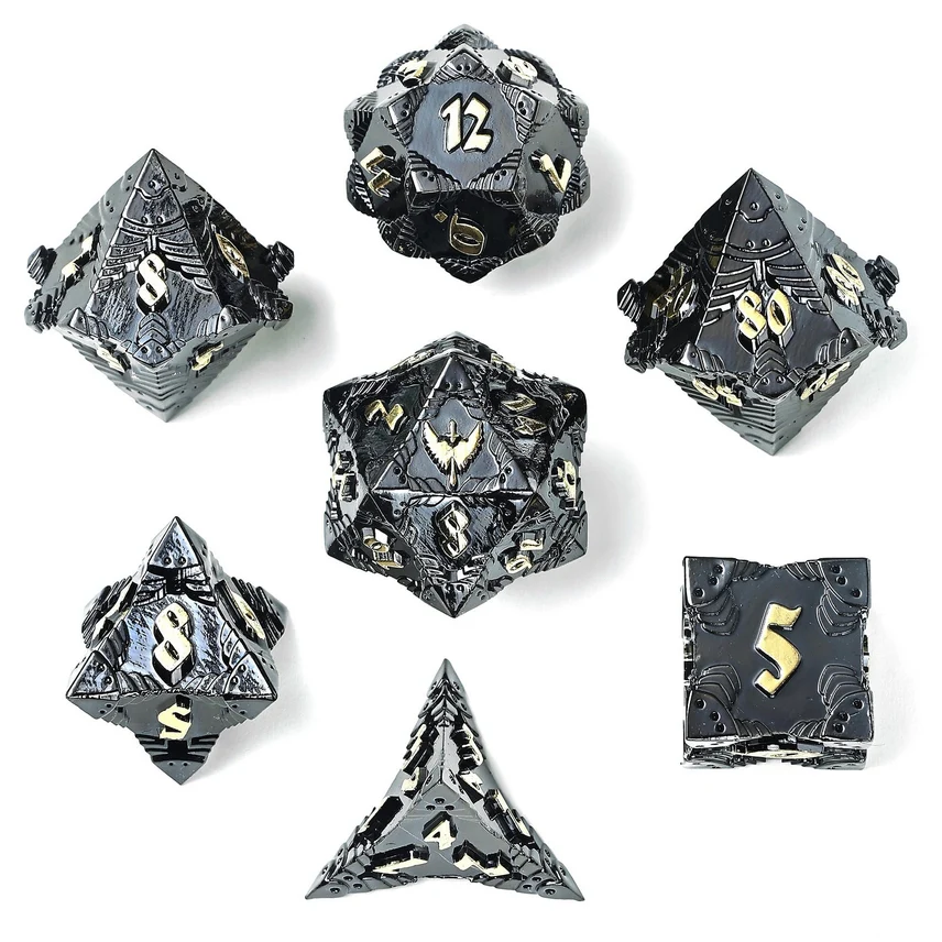 PALADIN CLASS METAL RPG DICE: GUNMETAL & GOLD
