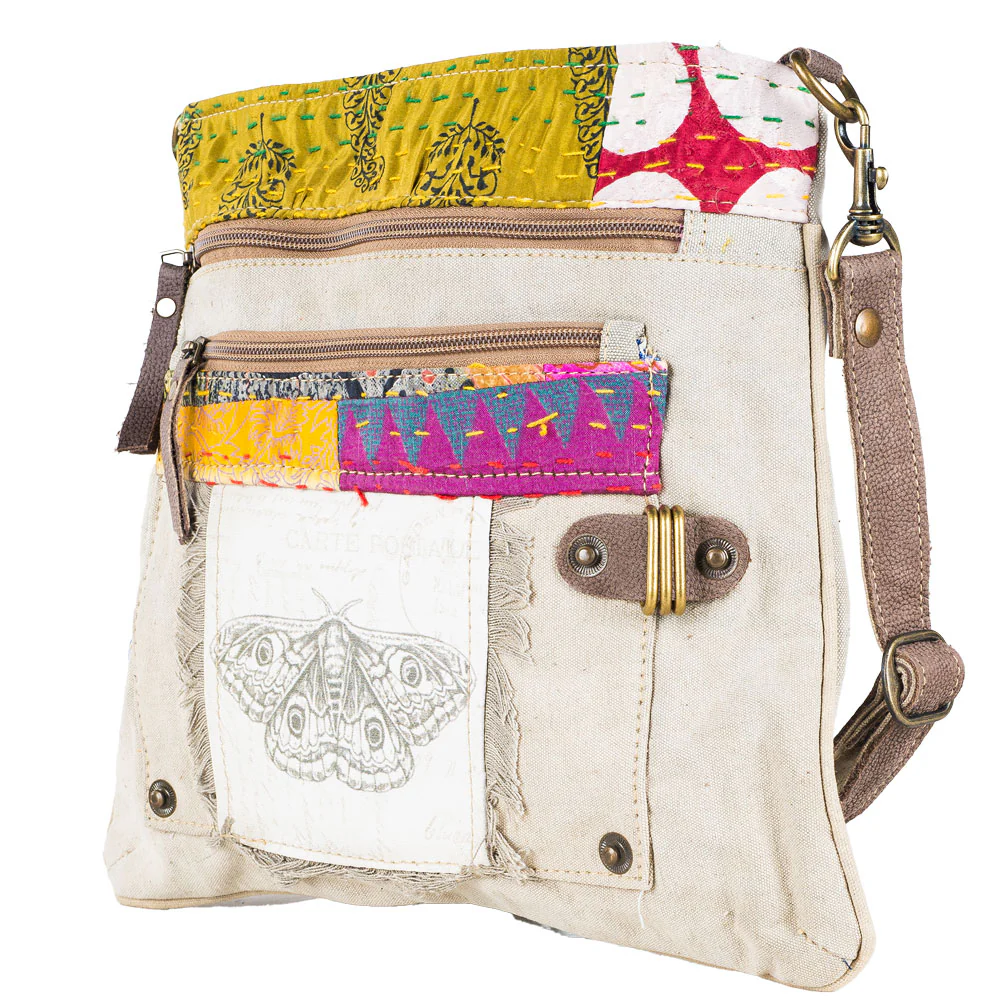 KATHA PATCHWORK CANVAS MOTH BAG - Image 2