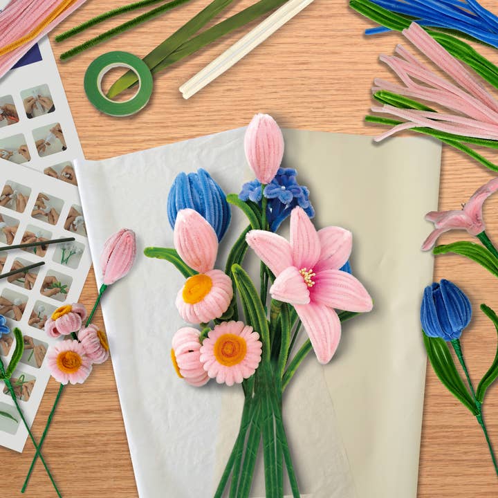 PINK & BLUE CHENILLE FLOWER KIT - Image 5