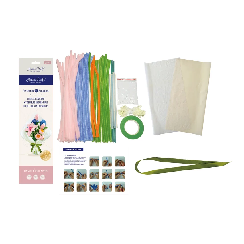 PINK & BLUE CHENILLE FLOWER KIT - Image 6