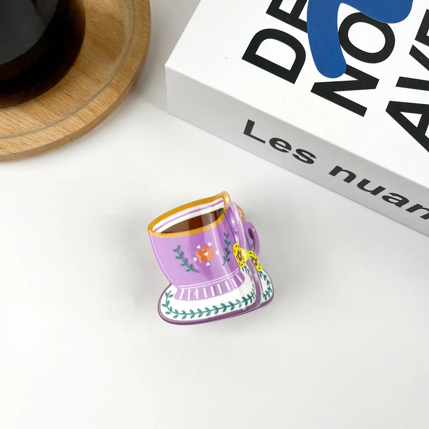 PURPLE TEA CUP HAIR CLAW CLIP