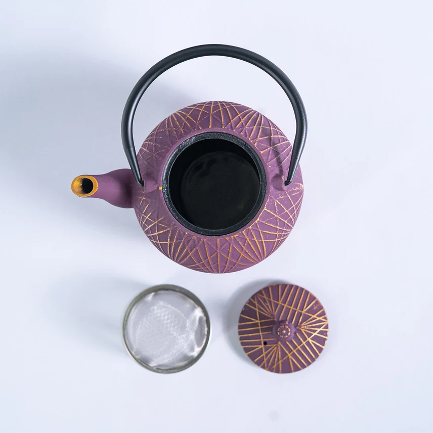 TESTUBIN PURPLE ROUND CAST IRON TEA POT - Image 2