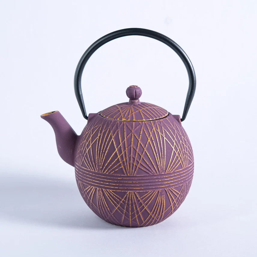 TESTUBIN PURPLE ROUND CAST IRON TEA POT - Image 3